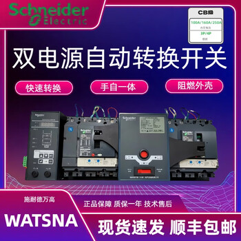Schneider automatic transfer switch cb grade watsna-100a/160a/250a 3p/4p watsna-100a 3p x 63a