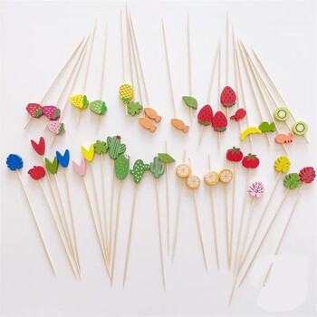 St. billai's creative bamboo sticks, mixed fruit picks, cocktail picks 12cm, mixed small fruit picks, 100 pieces