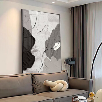 Yi huanyu black and white abstract living room decoration painting modern simple high-end sense line sofa background wall floor painting entrance hall hanging painting