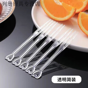 Ye yu disposable fruit fork thickened plastic transparent fruit picks beautifully packaged bar cake shop home stove set factory direct sales material disposable + clean and sanitary smooth no burrs 300 pieces #safety