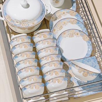 Lowe jingdezhen light luxury ceramic tableware set 2025 new high-looking bowl and plate set household bowl and plate moved to a new home