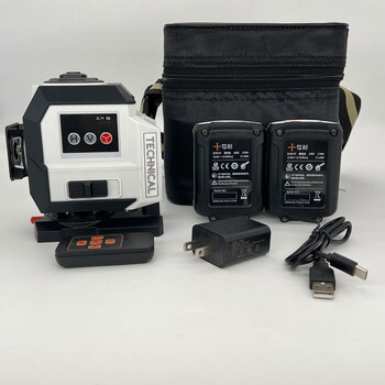 Level meter per tick, 12 lines, ultra-long battery life, high precision, outdoor green light, wall-mounted, ground-mounted, ultra-bright red light, outdoor, two batteries and one charge - simple configuration, green light 12 lines offline level