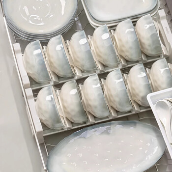 Hechuanwu bowls, plates and tableware set 2025 new gradient household ceramic tableware set gift box housewarming gift 32 pieces