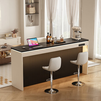 Isabel light luxury high-end slate bar table living room sofa behind long high table open kitchen partition water bar 2.0 meters丨2500w bull socket enf pure solid wood
