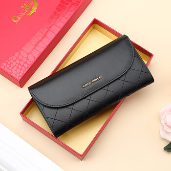 Crocodile shirt new year's gift fashionable cowhide wallet for women rhombus high-looking long zero ticket holder gift box