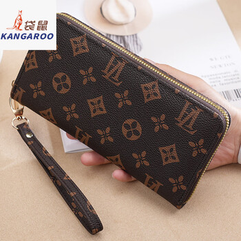 Kangaroo wallet women's long clutch multifunctional large capacity fashionable presbyopia mobile phone bag coin purse wallet wallet dlw-52 coffee