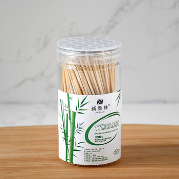 Qinkai disposable fruit bamboo thickened toothpicks for home and commercial use in hotels and restaurants bamboo canned fruit forks, 10cm long, 200 pieces of fruit picks, 4 cans
