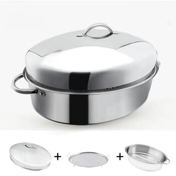 Fancychic46 stainless steel thickened large oval fish steamer steaming stove induction cooker special pot with steaming rack 46cm
