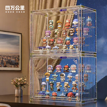 Forty thousand kilometers blind box storage display rack transparent dustproof figure storage box doll labubu bubble mart model display cabinet
