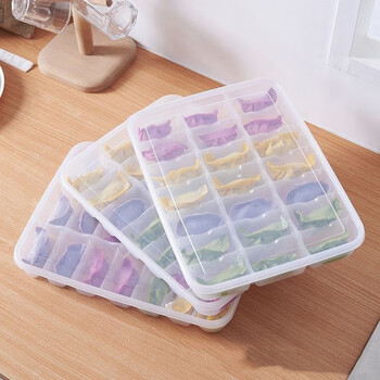 Oeing household wonton dumpling freezing box refrigerator quick-frozen multi-layer dumpling box with lid kitchen crisper storage box special 21-grid dumpling box independent with lid 3 pieces