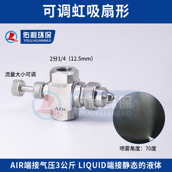 Wen yijia stainless steel adjustable air atomization nozzle wide angle air-water mixed two-fluid siphon pressure fan spray adjustable siphon fan