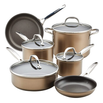 Anolonascend hard anodized induction nonstick 10-piece cookware set - bronze