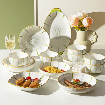 Modern housewife aoki underglaze color dishes and tableware set for home use 2025 new dishes and chopsticks housewarming gift box gift box 31-piece set for six people