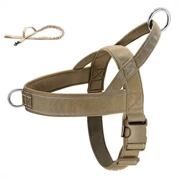 Xmsj dog harness for medium and large dogs labrador golden retriever explosion-proof adjustable vest-type dog rope khaki harness + traction rope xl (reference chest circumference 78-100cm)