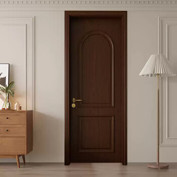 French retro mid-century style bedroom room solid wood door indoor paint walnut wood door glass swing door solid wood composite paint door style