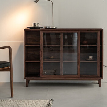 Haoyikaijiazhai classmates | straight edge low cabinet sideboard home living room large capacity storage cabinet tea side cabinet log display cabinet black walnut | log color | 120*40*85cm