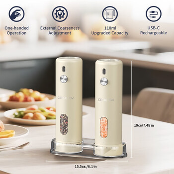 Circle joy electric pepper grinder household pepper sea salt grinding bottle seasoning bottle jar base double model rice white