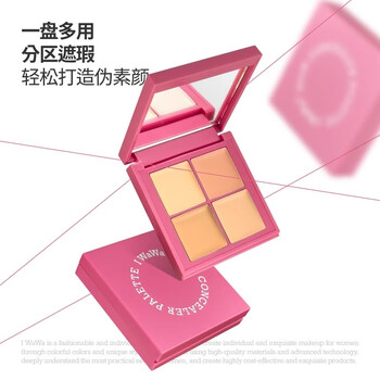 I-wawa new product iwawa concealer palette wow concealer palette four-color brightening highlight contouring blush covers color spots and acne marks iwawa four-color concealer palette*1+ get 1 thumb puff