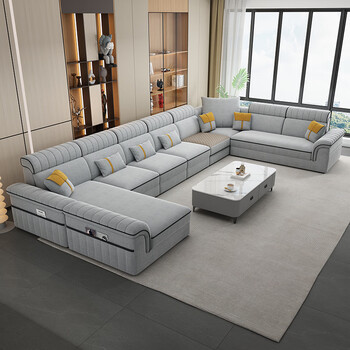 Shangse 2026 new winter and summer dual-use fabric sofa living room modern simple small apartment mat household cotton and linen furniture chenille cotton and linen latex style 4.2 meters single and double expensive + footrest + matching coffee table