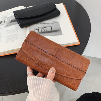 Shunzi retro women's wallet long large capacity multiple card slots simple fashion clutch card holder wallet niche design women's wallet long brown