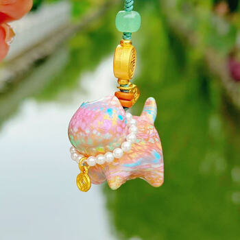 Brand caicai mao pearl pendant lacquer colorful cute colorful bag hanger key hanger spring new style 2 lacquer color pink 1 pack