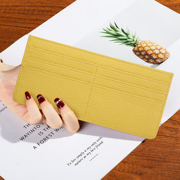Sephoron new year's one piece long bag banknote clip 2026 new genuine leather ultra-thin multi-slot driver's license card holder lemon yellow - first layer cowhide gift box packaging