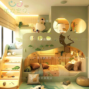 Kezhitu green tree house bed bed and breakfast forest style bunk bed tree hole bed solid wood bunk bed customized new children's room drawings deposit available price consult customer service 1200mm*2000mm more combination forms