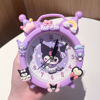 New cartoon children's alarm clock, creative and cute desktop clock, powerful wake-up artifact for students to wake up, personalized desk clock, purple kurome alarm clock