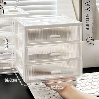 Acrylic storage box desktop storage box drawer type acrylic office student desk stationery sundries cosmetics moonlight white acrylic main picture drawer-3 layers limited time promotion 04 45 16