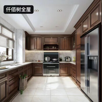 Funwudou shanghai integral cabinet anti-crystal steel door panel kitchen cabinet quartz stone simple kitchen custom-made factory direct sale pure solid wood door panel (color optional) + multi-layer board e 1 meter