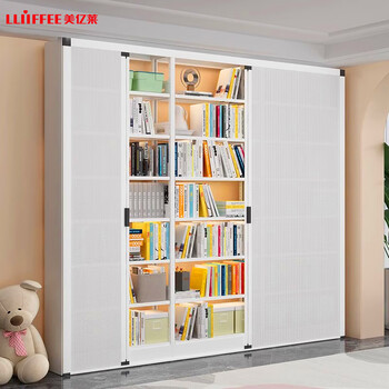 Meiyilai steel bookshelf customized honeycomb sliding door household storage cabinet bookcase floor-standing dust-proof door folding door multiple thickening main shelf 5-layer-60*30*180 without door if the main and auxiliary shelves are matched, contact customer service to configure the sliding door