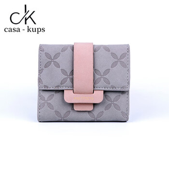 Casa-kupsck new japanese style small fresh suede women's short wallet folding multiple card slots fashionable and versatile student wallet gray