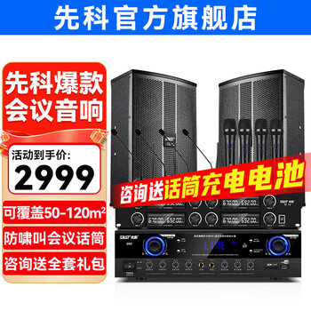 Xianke conference room audio equipment complete set combination home theater ktv music school training special system bluetooth amplifier microphone all-in-one wall-mounted stage speaker k5v two 8-inch audio set four microphones four goosenecks (50-120 square meters)