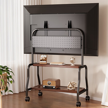 Beishi 32-75 inch universal mobile tv stand tv floor stand with wheels tv stand art stand 32-75 inch hole board panel double-layer storage wood grain tray