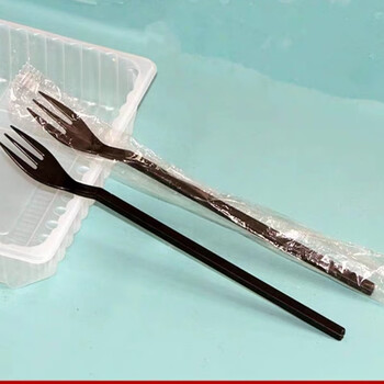 Qinkai disposable fork long handle fruit fork milk tea shop 19cm lengthened and thickened fruit tea fork individually packaged for commercial use 19cm black simple package 100 pieces