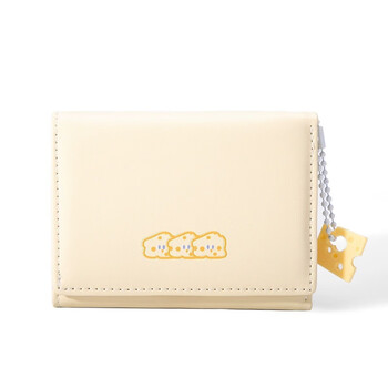 Yunluo 6348 people collect cheese cheese short small wallet for women 2025 new student cute cartoon large capacity card holder - yellow cheese style regular version - no anti-magnetic style - leather