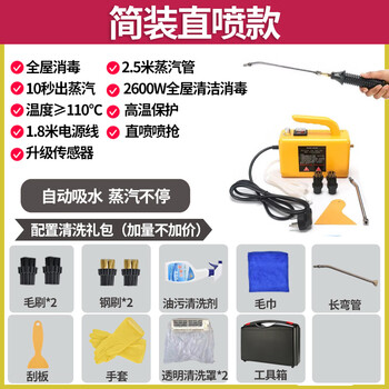 High temperature and high pressure steam cleaning machine cleaning machine household air conditioning kitchen range hood to remove heavy oil dirt artifact 2600w - household direct injection model - free tool box