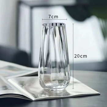 Nordic light luxury high-end nordic simple creative vase transparent water-raised rich bamboo lily flowers living room decorations transparent water drops 20cm