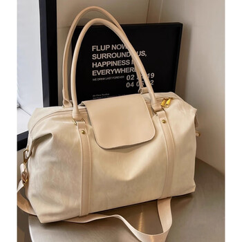 Xingxi large-capacity short-distance travel bag women's handbag travel storage luggage bag fitness outing travel lightweight bag fitness bag off-white dry and wet separation