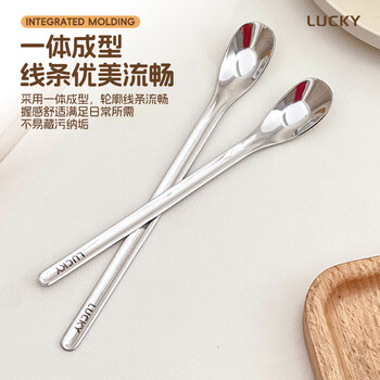 Worthbuy extended handle rice feeding spoon food grade 304 stainless steel baby eating spoon children's tableware exquisite coffee stirring spoon short style one pack