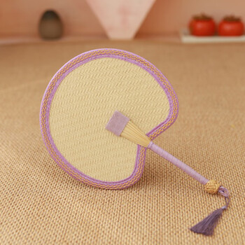 Pu fan mini fan woven finished product summer internet celebrity cute hand-cranked old-fashioned new style handmade durable home dance finely woven purple round fan with spikes