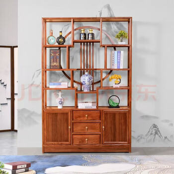 Bogu rack new chinese style solid wood antique rack multi-layer display cabinet living room ornaments tea rack duobao pavilion wine cabinet bookshelf rosewood color 1.2 meters duobao pavilion