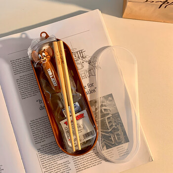 Ni zhier cat and mouse chopsticks home cute high-end antibacterial and mildew-proof spoon and fork storage box portable stainless steel tableware jerry spoon, fork and chopsticks three-piece set genuinely authorized