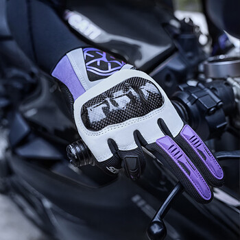 Scoyco motorcycle riding gloves, motorcycle equipment, four-season anti-fall protection, knight warmth, windproof, carbon fiber touch screen, waterproof mc122, black, white and purple, four-season breathable l