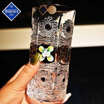 Bohemia imported from czech republic bohemia crystal glass with gold-painted juice drink water glass whiskey gift pairing gift box palace enamel tall cup 350ml/single without box