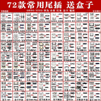 Zhuoma commonly used mobile phone tail plug package android interface package oppo huawei vivo charging socket usb universal encyclopedia 72 models 2 each (one box) total 144 pcs