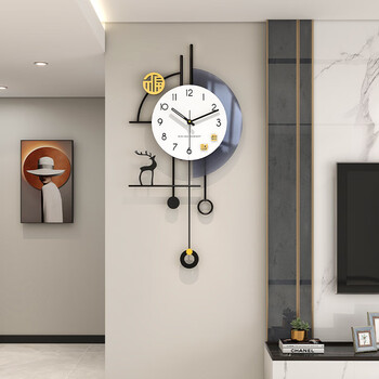 Jiujiuda art clock wall clock living room 2025 new light luxury high-end modern simple decoration atmospheric clock wall table retro fulu model-large size 50x95cm