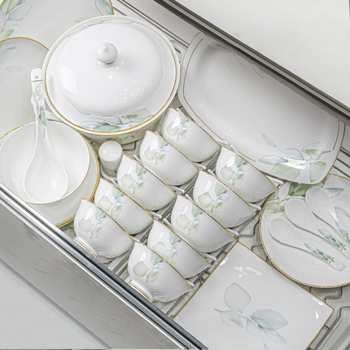 Yichen dish set for home use 2025 high-looking jingdezhen chinese-style ceramic dishes and tableware for moving into a new home. store manager recommends 54 pieces with rich pot.