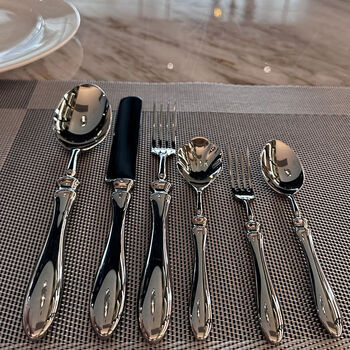 Yukajue light luxury 316 stainless steel roman spoon and fork western food tableware set roman column dessert spoon