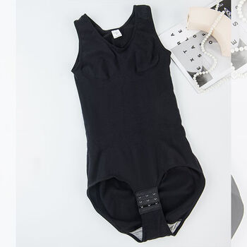 Banfishi seamless v-neck sleeveless bodysuit belly slimming hip lifting buttoned waist postpartum one-piece shaping bodysuit 004# black broad shoulder triangle one-piece l recommended 120-140 catties